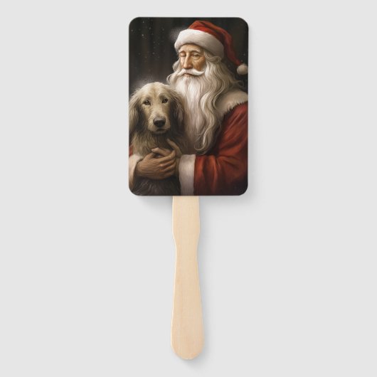 Afghan Hound met Sinterklaas Feestelijke Kerstmis Handwaaier (Achterkant)