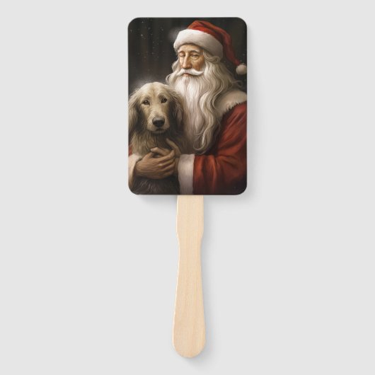 Afghan Hound met Sinterklaas Feestelijke Kerstmis Handwaaier (Voorkant)