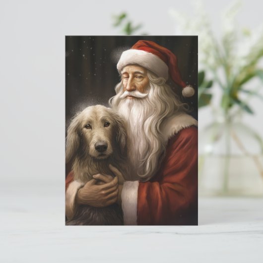 Afghan Hound met Sinterklaas Feestelijke Kerstmis Kaart (Staand voorkant)