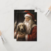 Afghan Hound met Sinterklaas Feestelijke Kerstmis Kaart (Voorkant / Achterkant in situ)