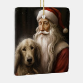 Afghan Hound met Sinterklaas Feestelijke Kerstmis Keramisch Ornament (Rechts)