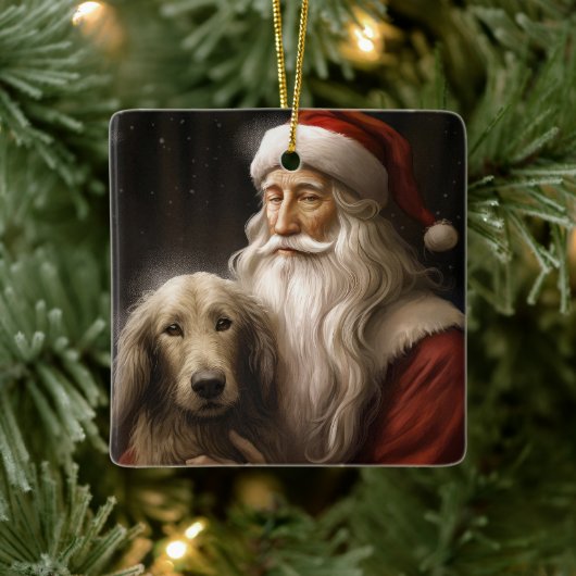 Afghan Hound met Sinterklaas Feestelijke Kerstmis Keramisch Ornament (Boom)