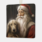 Afghan Hound met Sinterklaas Feestelijke Kerstmis Keramisch Ornament (Links)