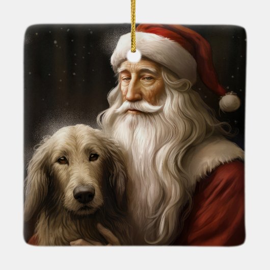 Afghan Hound met Sinterklaas Feestelijke Kerstmis Keramisch Ornament (Achterkant)