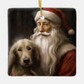 Afghan Hound met Sinterklaas Feestelijke Kerstmis Keramisch Ornament (Voorkant)