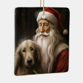 Afghan Hound met Sinterklaas Feestelijke Kerstmis Keramisch Ornament (Rechts)