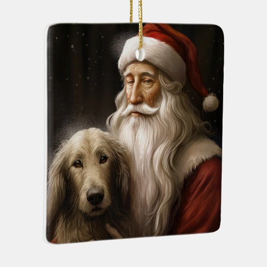 Afghan Hound met Sinterklaas Feestelijke Kerstmis Keramisch Ornament (Rechts)
