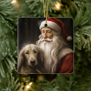 Afghan Hound met Sinterklaas Feestelijke Kerstmis Keramisch Ornament