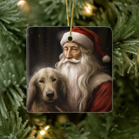 Afghan Hound met Sinterklaas Feestelijke Kerstmis Keramisch Ornament (Boom)