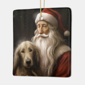 Afghan Hound met Sinterklaas Feestelijke Kerstmis Keramisch Ornament (Links)