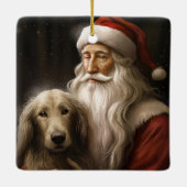 Afghan Hound met Sinterklaas Feestelijke Kerstmis Keramisch Ornament (Achterkant)