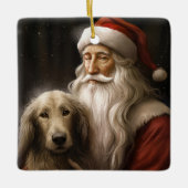 Afghan Hound met Sinterklaas Feestelijke Kerstmis Keramisch Ornament (Voorkant)