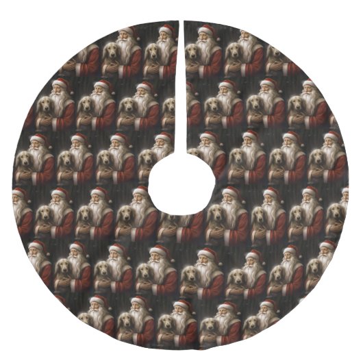 Afghan Hound met Sinterklaas Feestelijke Kerstmis Kerstboom Rok (Voorkant)