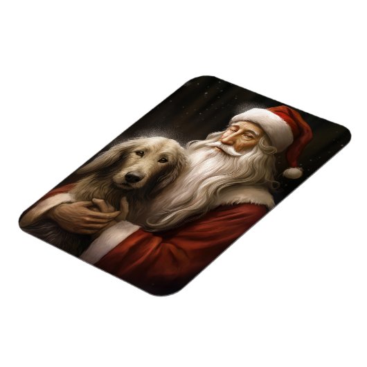 Afghan Hound met Sinterklaas Feestelijke Kerstmis Magneet (Linkerzijde)