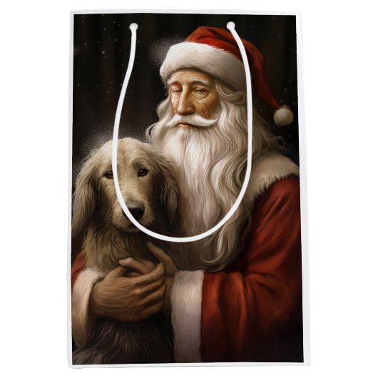 Afghan Hound met Sinterklaas Feestelijke Kerstmis Medium Cadeauzakje (Voorkant)