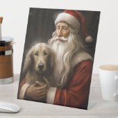 Afghan Hound met Sinterklaas Feestelijke Kerstmis Reclamebord Met Voetstuk (Insitu)