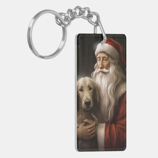 Afghan Hound met Sinterklaas Feestelijke Kerstmis Sleutelhanger (Voorkant Links)