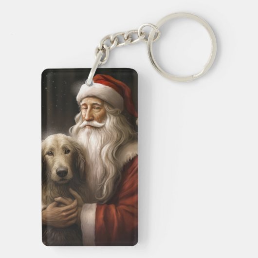 Afghan Hound met Sinterklaas Feestelijke Kerstmis Sleutelhanger (achterkant)