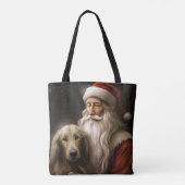 Afghan Hound met Sinterklaas Feestelijke Kerstmis Tote Bag (Achterkant)