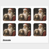 Afghan Hound met Sinterklaas Feestelijke Kerstmis Vierkante Sticker (Vel)