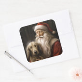 Afghan Hound met Sinterklaas Feestelijke Kerstmis Vierkante Sticker (Envelop)