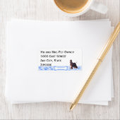 Afghan Hound op Blue Gingham Etiket (Insitu)