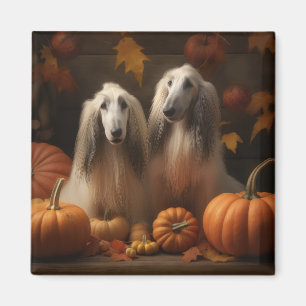 Afghan hound Puppy Autumn Delight Pumpkin Magneet