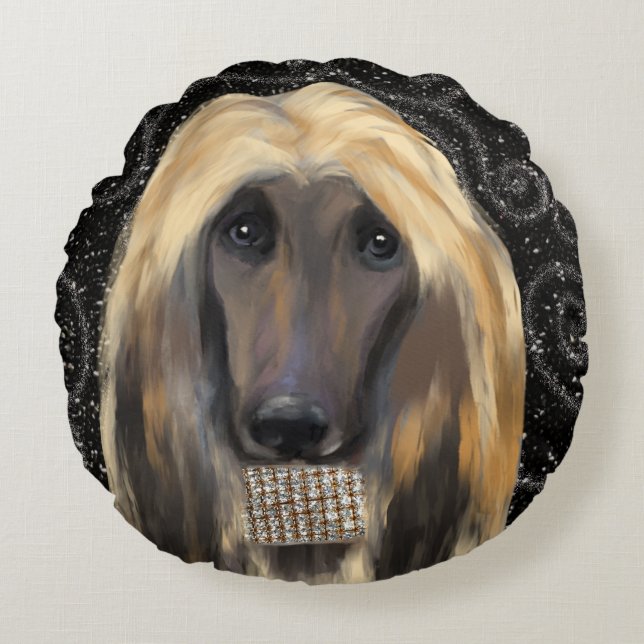 AFGHAN HOUND   ROND KUSSEN (Voorkant)