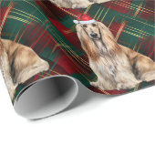 Afghan Hound Santa Dog Holiday Plaid Christmas Cadeaupapier (Rol Hoek)