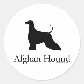 Afghan Hound Silhouette Ronde Sticker