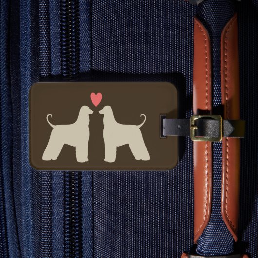 Afghan Hound Silhouetten met Hart Bagagelabel (Voorkant Insitu 4)