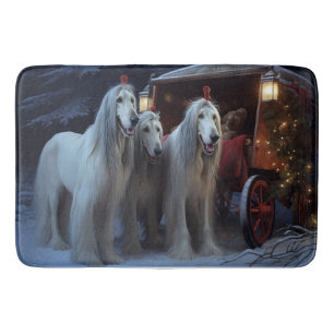 Afghan Hound Snowy Sleigh Ride Kerstmisdecor Badmat