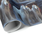 Afghan Hound Snowy Sleigh Ride Kerstmisdecor Cadeaupapier (Rol Hoek)