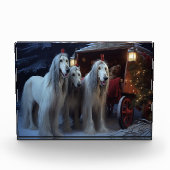 Afghan Hound Snowy Sleigh Ride Kerstmisdecor Fotoblokken (Voorkant)