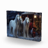 Afghan Hound Snowy Sleigh Ride Kerstmisdecor Fotoblokken (Rechts)