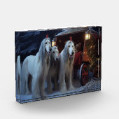 Afghan Hound Snowy Sleigh Ride Kerstmisdecor Fotoblokken (Links)