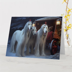 Afghan Hound Snowy Sleigh Ride Kerstmisdecor Kaart