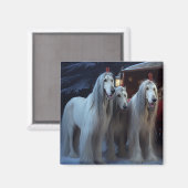 Afghan Hound Snowy Sleigh Ride Kerstmisdecor Magneet (Voorkant / Achterkant)