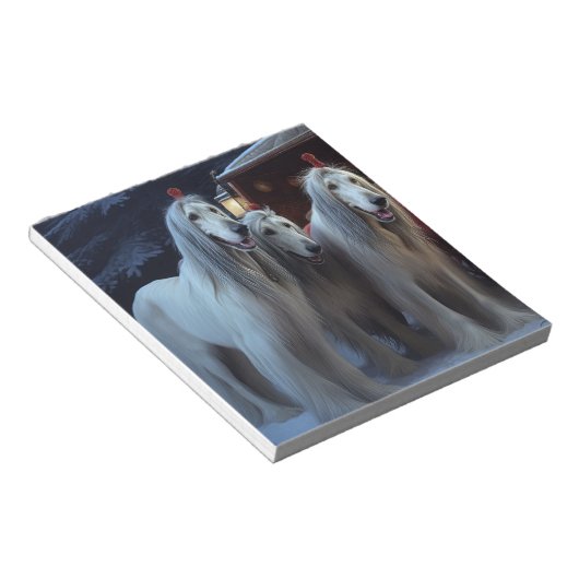 Afghan Hound Snowy Sleigh Ride Kerstmisdecor Notitieblok (Schuin)
