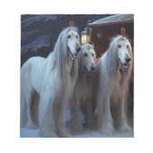 Afghan Hound Snowy Sleigh Ride Kerstmisdecor Notitieblok (Voorkant)