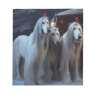 Afghan Hound Snowy Sleigh Ride Kerstmisdecor Notitieblok