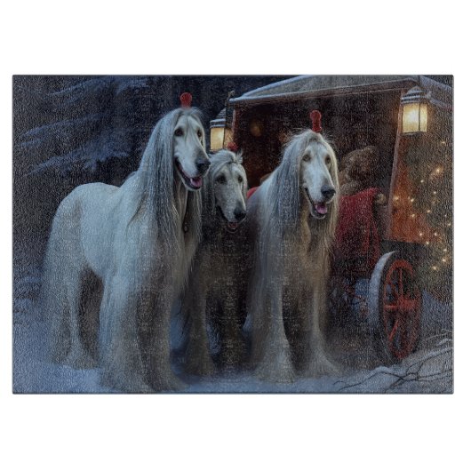 Afghan Hound Snowy Sleigh Ride Kerstmisdecor Snijplank (Voorkant)