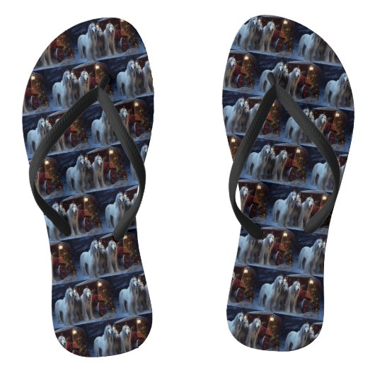 Afghan Hound Snowy Sleigh Ride Kerstmisdecor Teenslippers (Voetbed)