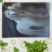 Afghan Hound Snowy Sleigh Ride Kerstmisdecor Theedoek (Gevouwen)