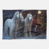 Afghan Hound Snowy Sleigh Ride Kerstmisdecor Theedoek (Horizontaal)