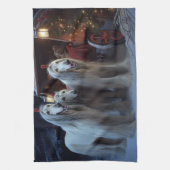 Afghan Hound Snowy Sleigh Ride Kerstmisdecor Theedoek (Verticaal)