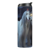 Afghan Hound Snowy Sleigh Ride Kerstmisdecor Thermosbeker (Gedraaid links)