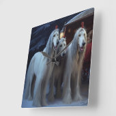 Afghan Hound Snowy Sleigh Ride Kerstmisdecor Vierkante Klok (Hoek)