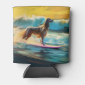 Afghan Hound Strand Surfen Schilderij Blikjeskoeler (Voorkant)
