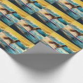 Afghan Hound Strand Surfen Schilderij Cadeaupapier (Hoek)